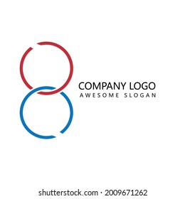 2 rings red and blue logo design