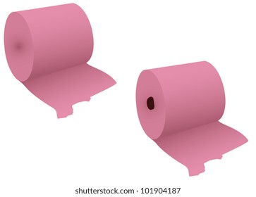 2 rolls of a hygienic paper on a white background