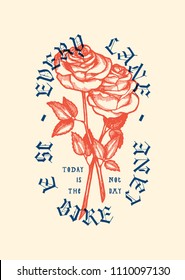 2 roses vintage typography bicycle print - every lane is a bike lane