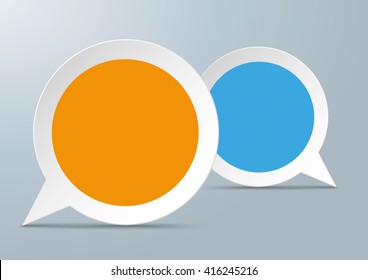 2 round speech bubbles with colored centre on the gray background. Eps 10 vector file.