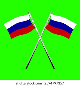 2 Russian flags flying on crossed poles.