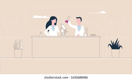 2 scientists searching for something in their lab