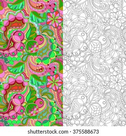 2 seamless pattern with floral ornament
