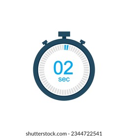 2 seconds countdown timer or digital counter timer clock vector icon. 2 sec Stopwatch vector icon, digital timer.