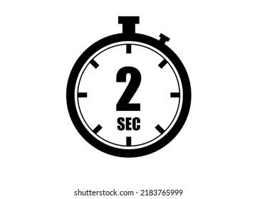 2 Seconds timers clock. Time measure. Chronometer vector icon black isolated on white background.