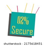 2% Secure Sign label vector and illustration art with fantastic font yellow color combination in green background
