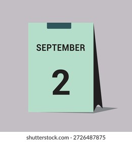 2 september calendar date icon minimal desk calendar vector illustration