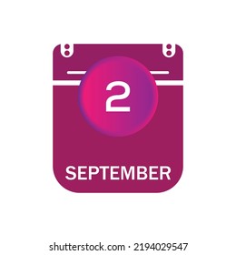 2 september, september calendar icon with date

