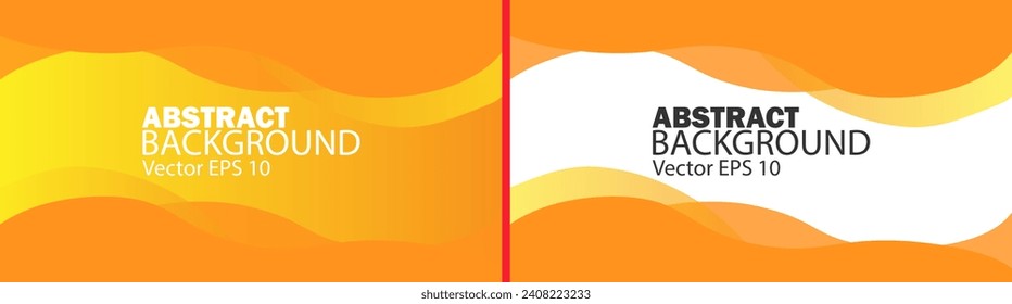 2 Set Of Minimal Abstract Wave Background With Dynamic Orange Color And White. Motion Illustration. Trendy gradients. Can be used for advertising, marketing, presentation, landing page. Vector EPS 10