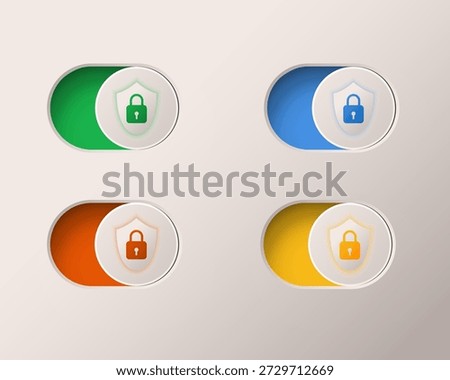 2 Set of Protection Button Icons On and Off