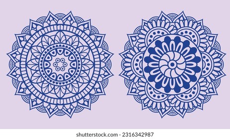 2 set of purple vector decorative luxury mandala design ornaments. EPS vector illustration