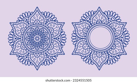 2 set of purple vector decorative luxury mandala design ornaments. EPS vector illustration.