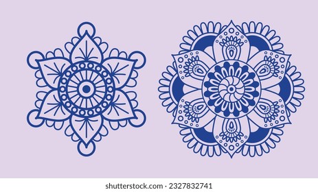 2 set of purple vector decorative luxury mandala design ornaments. EPS vector illustration.