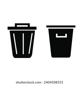 2 Set of Trash can icon color editable. Vector Illustration.