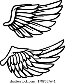 2 Set Vintage Line Art Wings Stock Vector (Royalty Free) 1709537641 ...