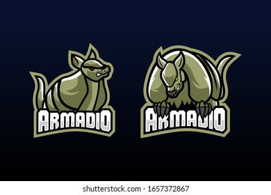 2 sets of armadillos with angry expressions and facing sideways suitable for team logo or esport logo  and mascot logo, or tshirt design