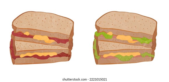 2 sets of cute sandwich illustrations