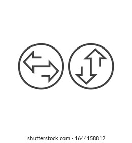 2 side arrow outline, thin, flat, digital icon for web and mobile. Stock vector illustration isolated on white background.