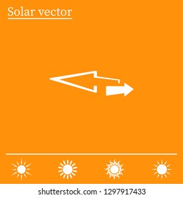 2 side arrow premium illustration icon, isolated, white on dark background, with text elements