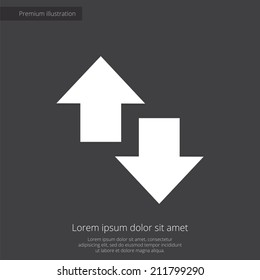 2 side arrow premium illustration icon, isolated, white on dark background, with text elements 