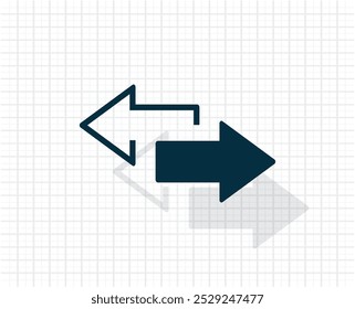 2 side arrow premium illustration icon, isolated, white on dark background, with text elements