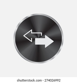 2 side arrow premium illustration icon, isolated, white on dark background, with text elements