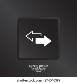 2 side arrow premium illustration icon, isolated, white on dark background, with text elements