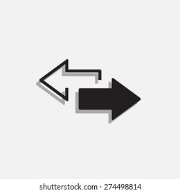 2 side arrow premium illustration icon, isolated, white on dark background, with text elements