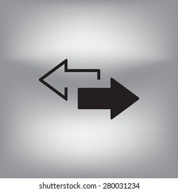 2 side arrow premium illustration icon, isolated, white on dark background, with text elements