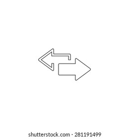 2 side arrow premium illustration icon, isolated, white on dark background, with text elements