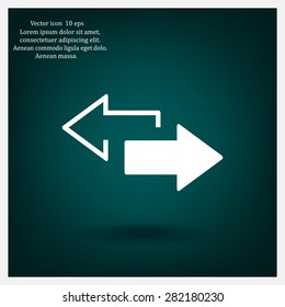 2 side arrow premium illustration icon, isolated, white on dark background, with text elements