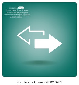 2 side arrow premium illustration icon, isolated, white on dark background, with text elements