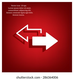 2 side arrow premium illustration icon, isolated, white on dark background, with text elements