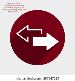 2 side arrow premium illustration icon, isolated, white on dark background, with text elements