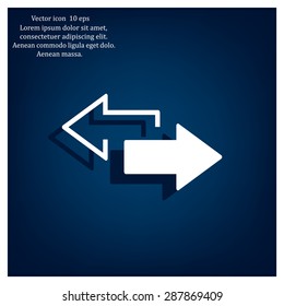 2 side arrow premium illustration icon, isolated, white on dark background, with text elements
