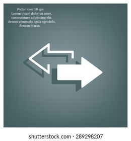 2 side arrow premium illustration icon, isolated, white on dark background, with text elements