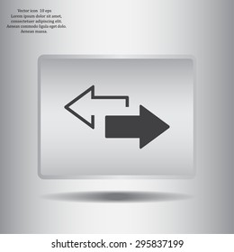 2 side arrow premium illustration icon, isolated, white on dark background, with text elements