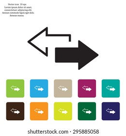 2 side arrow premium illustration icon, isolated, white on dark background, with text elements