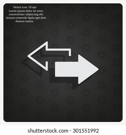2 side arrow premium illustration icon, isolated, white on dark background, with text elements