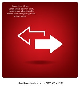 2 side arrow premium illustration icon, isolated, white on dark background, with text elements