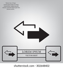 2 side arrow premium illustration icon, isolated, white on dark background, with text elements