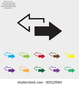 2 side arrow premium illustration icon, isolated, white on dark background, with text elements