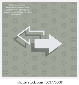 2 side arrow premium illustration icon, isolated, white on dark background, with text elements