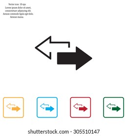 2 side arrow premium illustration icon, isolated, white on dark background, with text elements