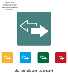2 side arrow premium illustration icon, isolated, white on dark background, with text elements