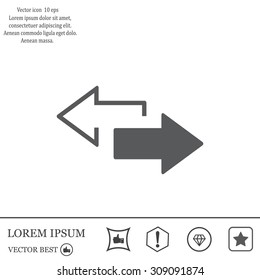 2 side arrow premium illustration icon, isolated, white on dark background, with text elements