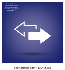 2 side arrow premium illustration icon, isolated, white on dark background, with text elements