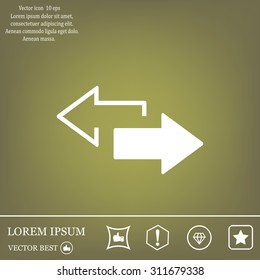 2 side arrow premium illustration icon, isolated, white on dark background, with text elements
