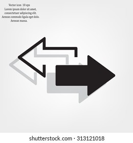 2 side arrow premium illustration icon, isolated, white on dark background, with text elements