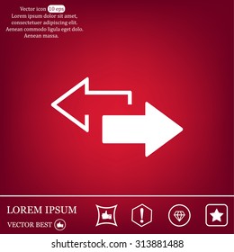 2 side arrow premium illustration icon, isolated, white on dark background, with text elements